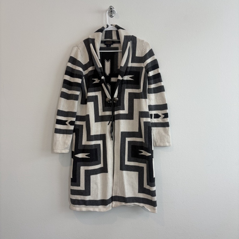 Pendleton Southwestern Geometric Longline Duster Cardigan Sweater M Concho Boho